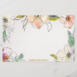 Chic Modern Waterverf Floral Note Briefpapier