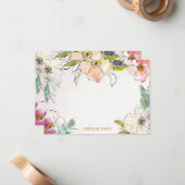 Chic Modern Waterverf Floral op persoonlijke titel Notitiekaartje (Voorkant / Achterkant in situ)