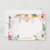 Chic Modern Waterverf Floral op persoonlijke titel Notitiekaartje (Achterkant)
