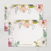 Chic Modern Waterverf Floral op persoonlijke titel Notitiekaartje (Voorkant / Achterkant)