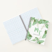 Chic Modern Waterverf Greenery Script Monogram Notitieboek (Binnen)