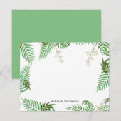 Chic Modern Waterverf Greenery Script Monogram Notitiekaartje (Voorkant / Achterkant)