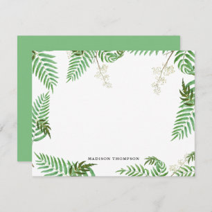 Chic Modern Waterverf Greenery Script Monogram Notitiekaartje