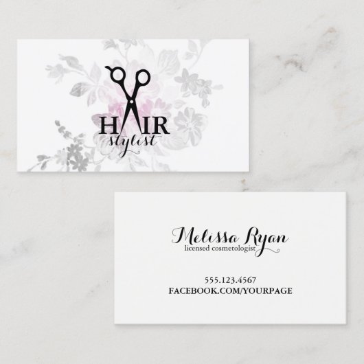 chic modern waterverf haarstylist visitekaartje (Voorkant / Achterkant)