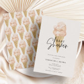 Chic Modern Waterverf Ice Cream Baby shower Kaart