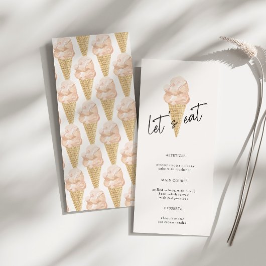 Chic Modern Waterverf Ice Cream Vrijgezellenfeest Menu