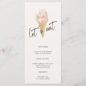 Chic Modern Waterverf Ice Cream Vrijgezellenfeest Menu (Voorkant)