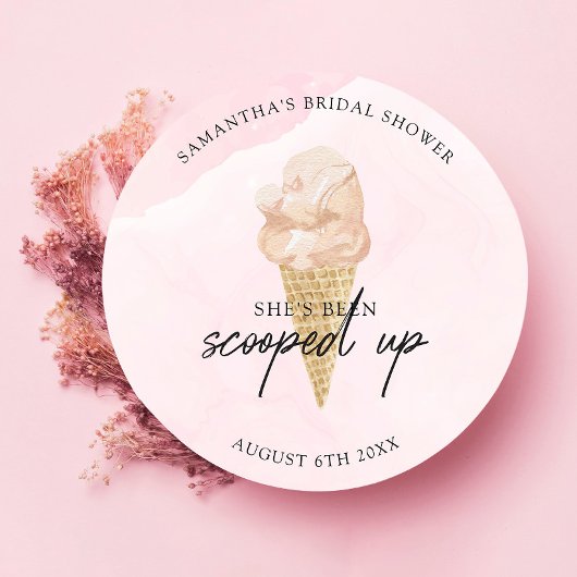 Chic Modern Waterverf Ice Cream Vrijgezellenfeest Ronde Sticker