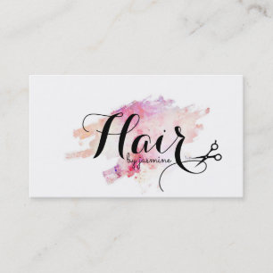 chic modern waterverf kalligraphy hairstylist visitekaartje
