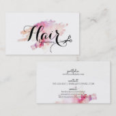 chic modern waterverf kalligraphy hairstylist visitekaartje (Voorkant / Achterkant)