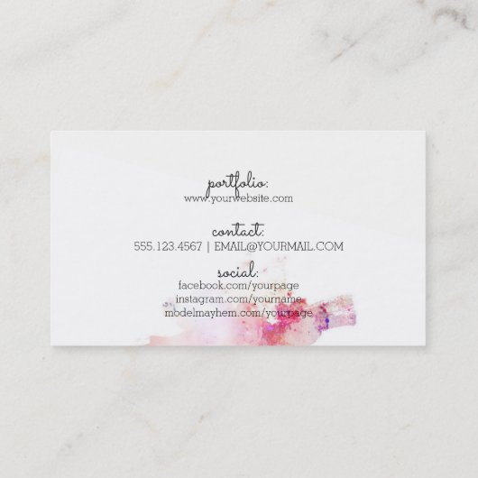 chic modern waterverf kalligraphy hairstylist visitekaartje (Achterkant)