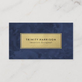 Chic Modern Waterverf | Navy Blue en Gold Visitekaartje