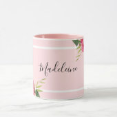 Chic Modern Waterverf Rood en Roze Bloemen Mok (Midden)