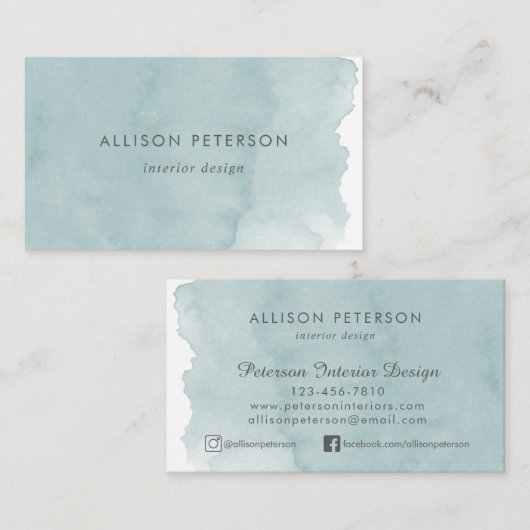 Chic Modern Waterverf Visitekaartje (Voorkant / Achterkant)