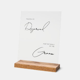Chic modern wedding reserved acrylic  acryl bord