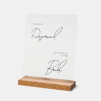 Chic modern wedding reserved acrylic  acryl bord
