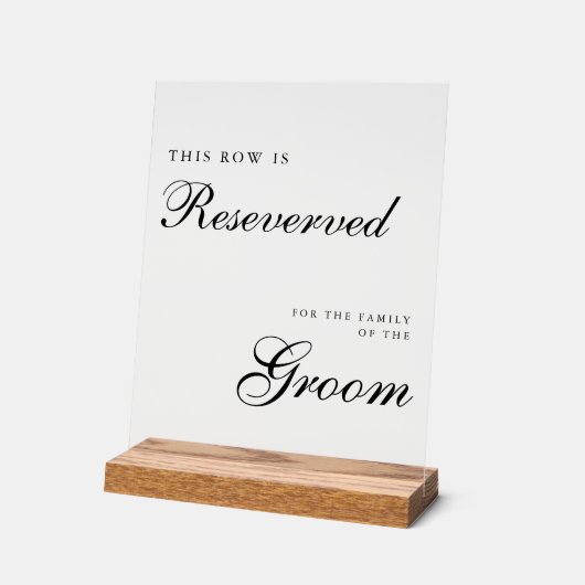 Chic Modern Wedding Reserved Sign Acryl Bord (Hoek)