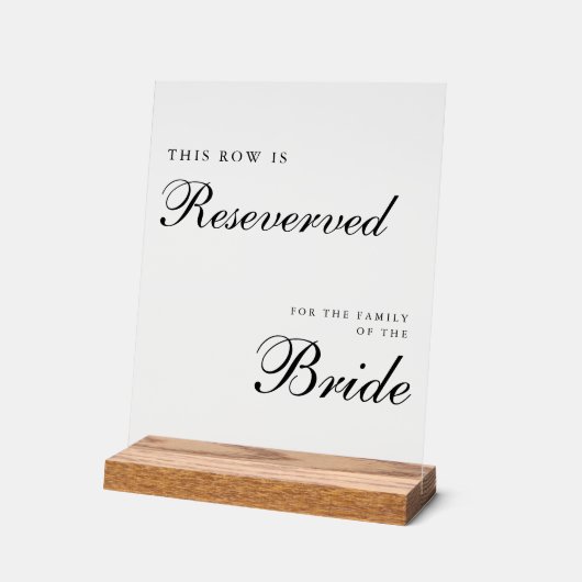 Chic Modern Wedding Reserved Sign Acryl Bord (Hoek)