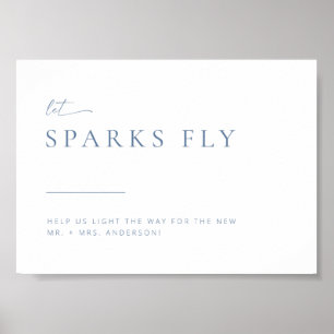 Chic + Modern Wedding Sparkler Exit Sign   Blauw Poster