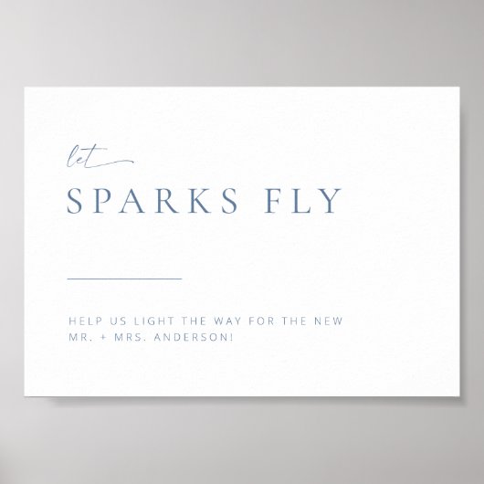 Chic + Modern Wedding Sparkler Exit Sign | Blauw Poster (Voorkant)