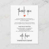 Chic Modern Wedding Weekend Reisroute en Welkom Informatiekaartje (Achterkant)