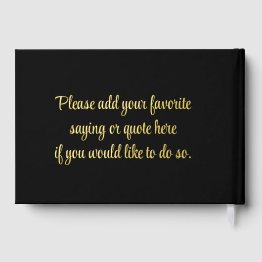 Chic Modern Wedding Zwart met Gouden Folie Hardcov Gastenboek (Achterkant)