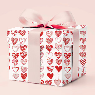 Chic Modern Whimsical Love Hearts Valentijnsdag Cadeaupapier