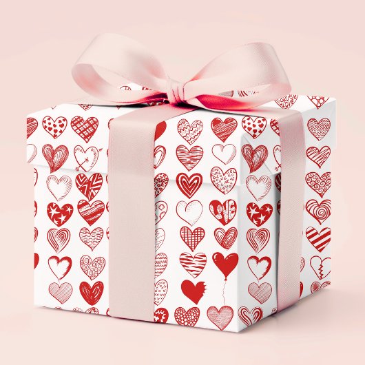 Chic Modern Whimsical Love Hearts Valentijnsdag Cadeaupapier