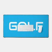 Chic Modern White GOLF Text Azure Blue Background Bureaumat (Keyboard & Muis)