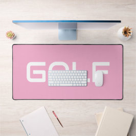 Chic Modern White GOLF Text Light Pink Background Bureaumat