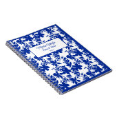 Chic Modern Wit Blauw Bloemen Notitieboek (Rechterzijde)