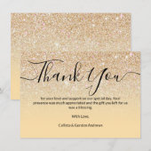 Chic Modern Yellow Gold Glitter Ombre Bedankkaart (Voorkant / Achterkant)