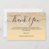 Chic Modern Yellow Gold Glitter Ombre Bedankkaart (Voorkant)
