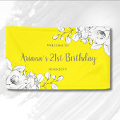 Chic Modern Yellow White Floral Birthday Welkom Spandoek