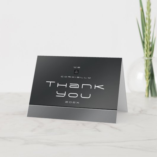 Chic Modern Zakelijk Zwart Zilver Bedankkaart (Voorkant)