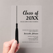 Chic Modern Zwart 2025 Afstudeerder Tassel Afstude Acryl Uitnodigingen (Insitu (Draagbaar))