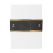 Chic Modern Zwart en Goud Diamant Elegant Huwelijk Uitnodigingen Wikkel (Achterkant Voorbeeld)