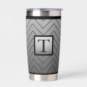 Chic Modern Zwart en Grijs Chevron Geïsoleerde Drinkbeker (Links)