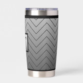 Chic Modern Zwart en Grijs Chevron Geïsoleerde Drinkbeker (Achterkant)