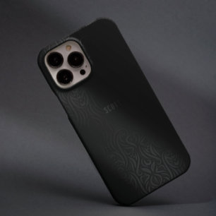 Chic Modern Zwart Grijs Mannelijke Naam Custom iPhone 16 Pro Hoesje