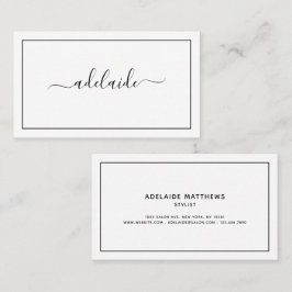 Chic Modern zwart haarstylist script Visitekaartje