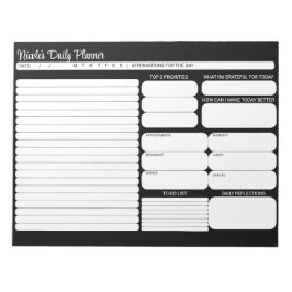 Chic Modern Zwart Wit Dagelijkse Planner To-Do Lij Notitieblok