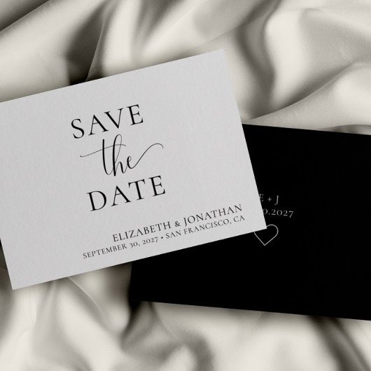 Chic Modern Zwart Wit Huwelijk Save The Date Kaart