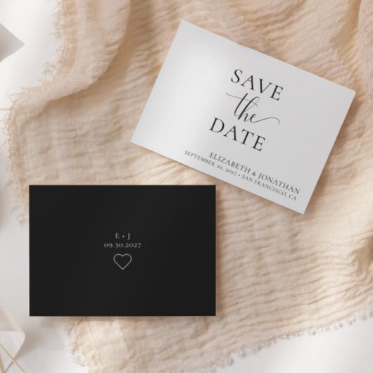Chic Modern Zwart Wit Huwelijk Save The Date Kaart