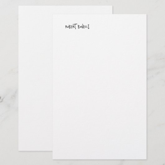 Chic Modern Zwart Wit Jouw Naam Minimalistisch Briefpapier (Voorkant / Achterkant)