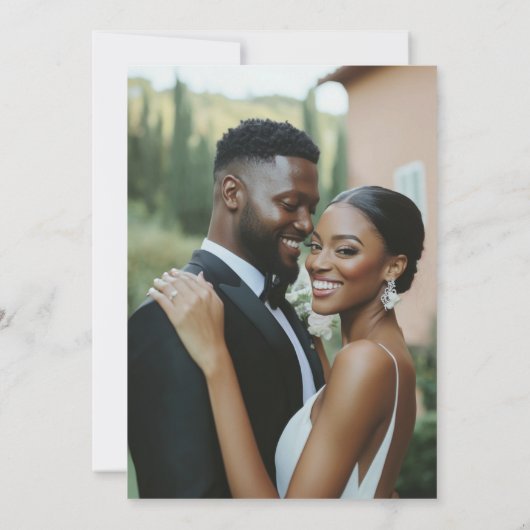 Chic Moderne Bruid Bruidegom Fotobruiloft Kaart (Achterkant)