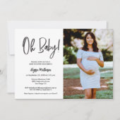 Chic Moderne Foto Handlettering Oh Baby shower Kaart (Voorkant)