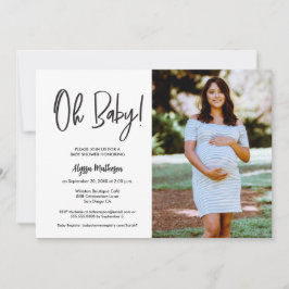 Chic Moderne Foto Handlettering Oh Baby shower Kaart