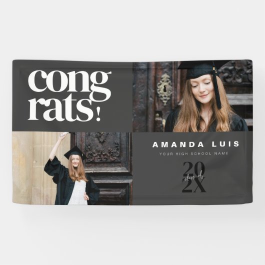 Chic Moderne Foto Houtskool Afstuderen  Spandoek (Horizontaal)