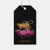 Chic Moderne Glitter Kalligrafie Vrolijk Kerstfees Cadeaulabel (Voorkant)